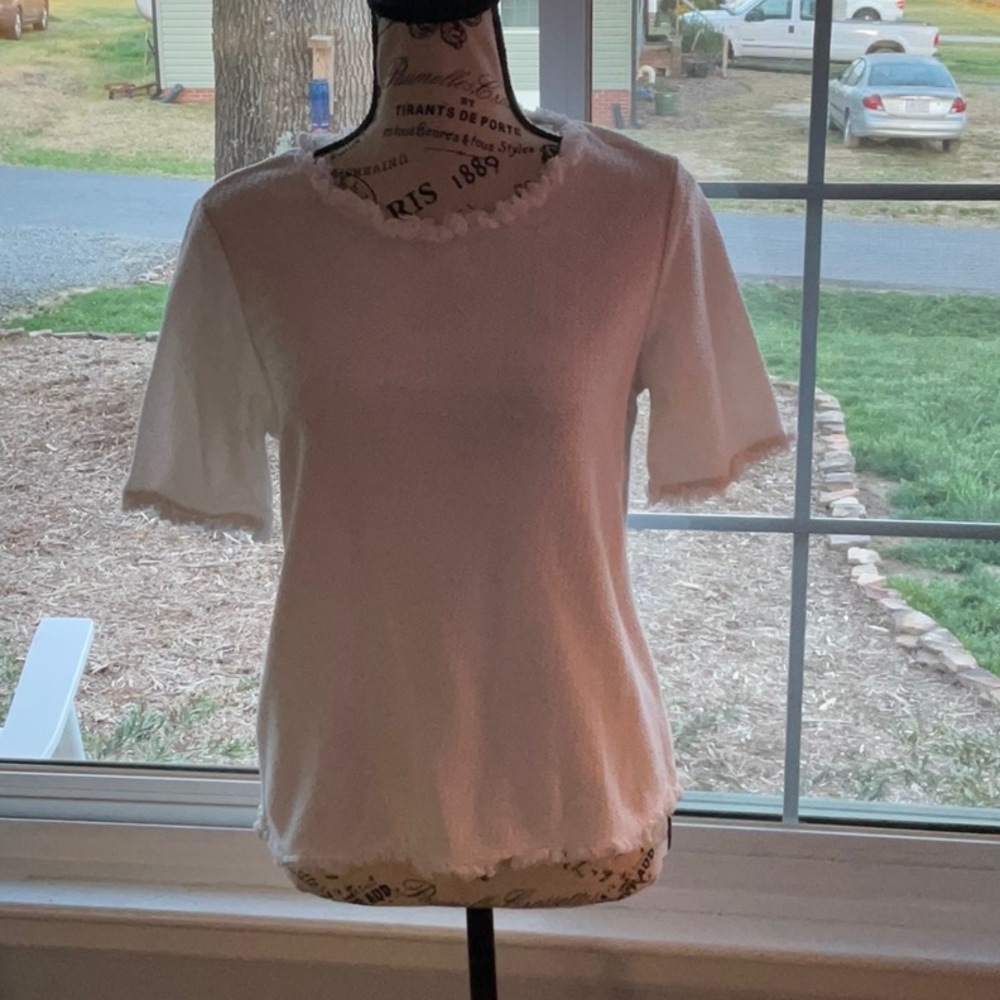 White tee with distressed edges